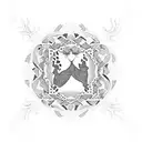 A dotwork tattoo featuring the silhouette of Thailand with intricate traditional Thai art depicting the vibrant street food and the tranquil beauty of Koh Samui tattoo design idea