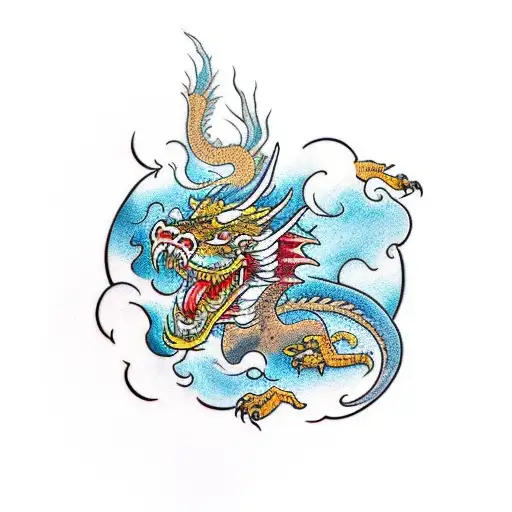 dragon in front of a tiger tattoo design idea