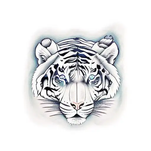 a drake left into yin yang and a tiger into left to ti tattoo design idea