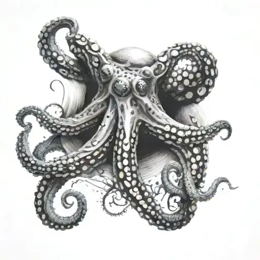 Octopus holding a black hole tattoo design idea
