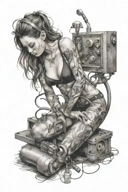 lingerie woman welding tattoo design idea