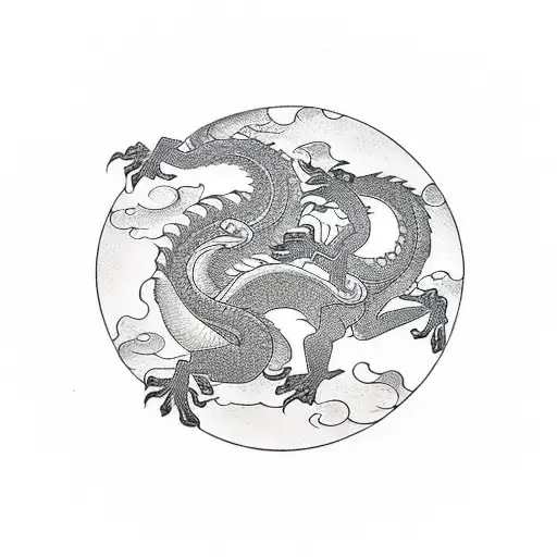 Dragon, rabbit, boar, dog, bonsai  tattoo design idea