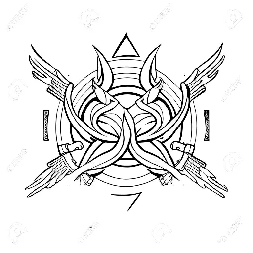 gemini sign with halo and devil horns tattoo design idea