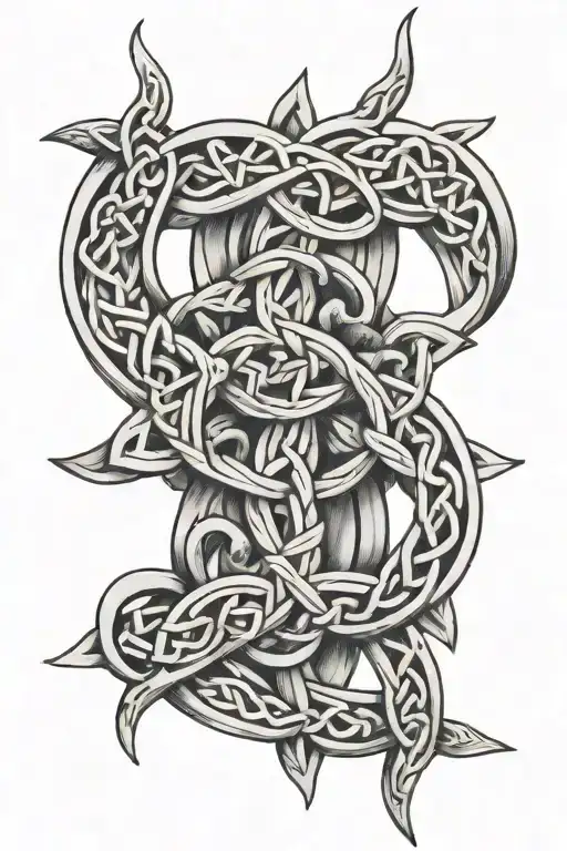 Celtic knotwork intertwined tattoo design idea