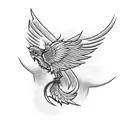 girly phoenix long tail tattoo design idea