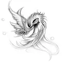 girly phoenix long tail tattoo design idea