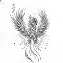 girly phoenix long tail tattoo design idea