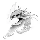 girly phoenix long tail tattoo design idea