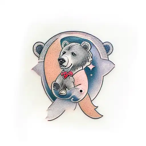 bear and cub tattoo design idea