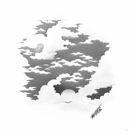 nuage akatsuki noir avec un petit soleil derrière  tattoo design idea
