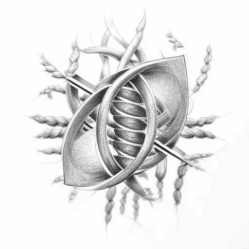 a wheat head with a dna spiral helix for the steam tattoo design idea