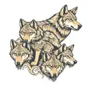 wolf with 3 cubs tattoo design idea