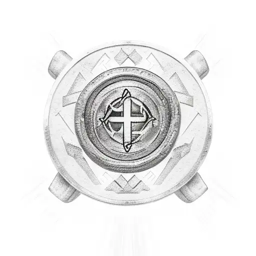 Symbol with ring of anglo-saxon runes around it tattoo design idea
