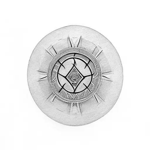 Symbol with ring of anglo-saxon runes around it tattoo design idea