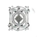 Symbol with ring of anglo-saxon runes around it tattoo design idea
