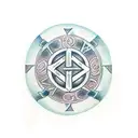 Symbol with ring of anglo-saxon runes around it tattoo design idea