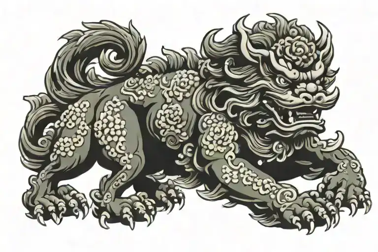 swagger chinese foo dog with head held high tattoo design idea