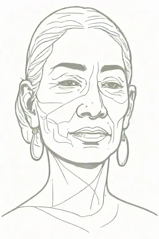 Indonesian grandmother half face tattoo design idea