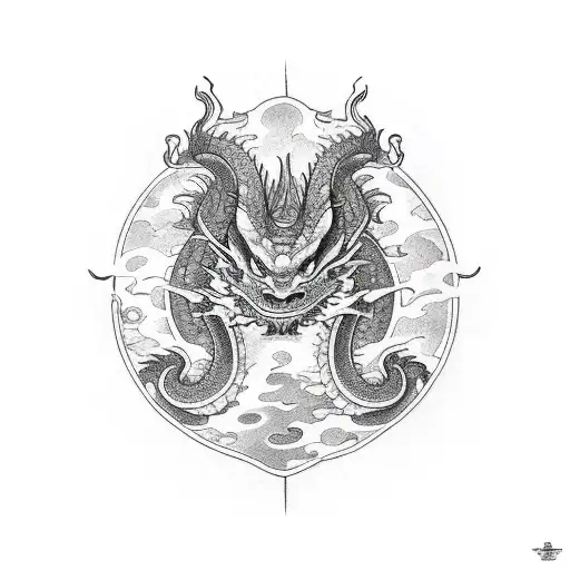 Dragon head starting on chest, body wrapping around back of neck and continue down arm tattoo design idea