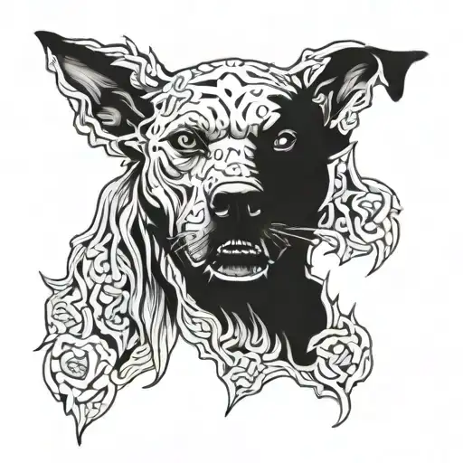 An undead dog tattoo design idea