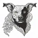 An undead dog tattoo design idea