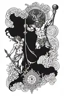 themis and zeus y poseidon tattoo design idea