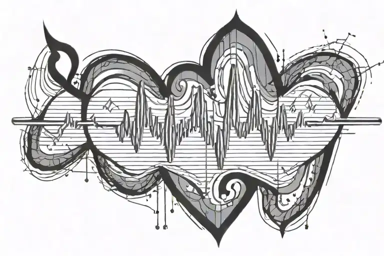 Heart Pulse, Cardiogram Line Vector Illustration, Heartbeat, with 3 separate hearts, and names Kaliegh, Bradley, Karli  tattoo design idea