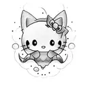 hello kitty flying on a dragon tattoo design idea