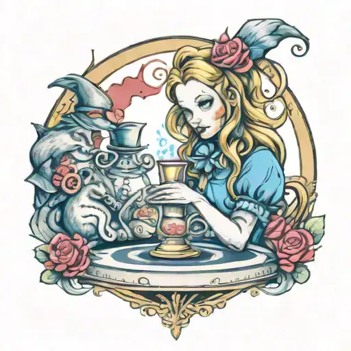 Alice and wonderland tattoo design idea