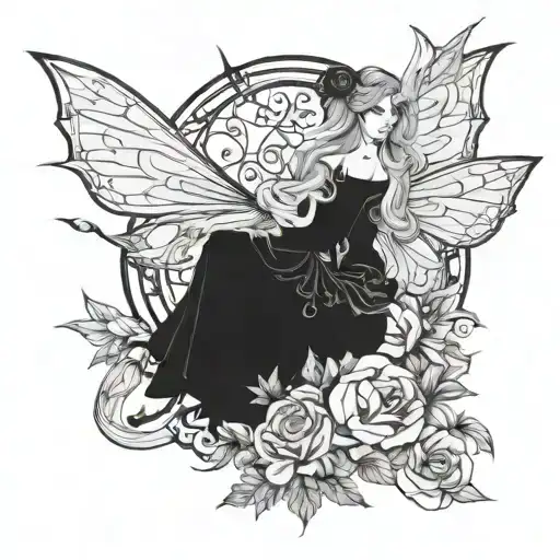 gothic fantasy fairy tattoo design idea