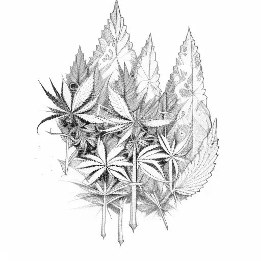 Indian harvests cannabis with Indian on horseback tattoo design idea