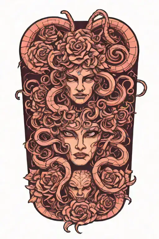 Medusa head snakes and roses tattoo design idea