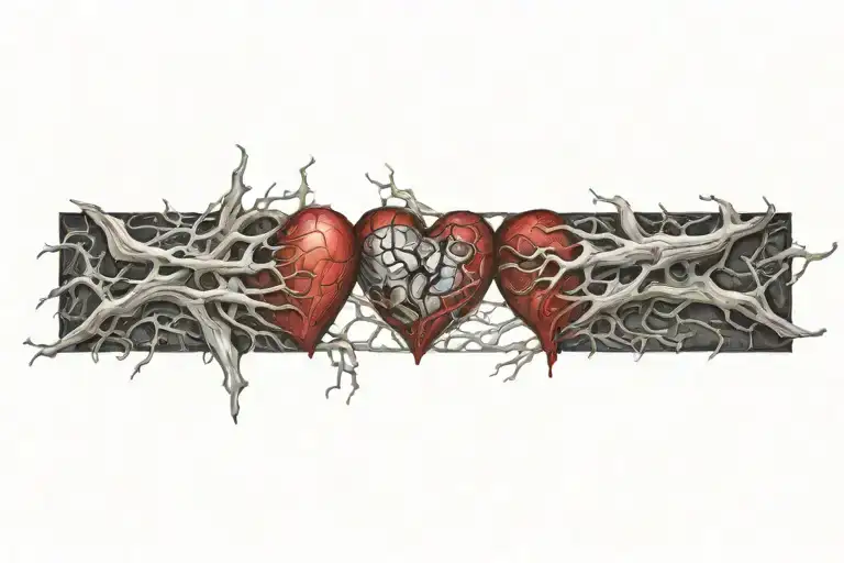 A shatter heart intertwined tattoo design idea