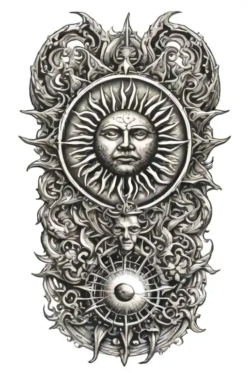 sun and mon   tattoo design idea