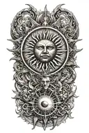 sun and mon   tattoo design idea