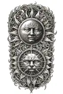 sun and mon   tattoo design idea