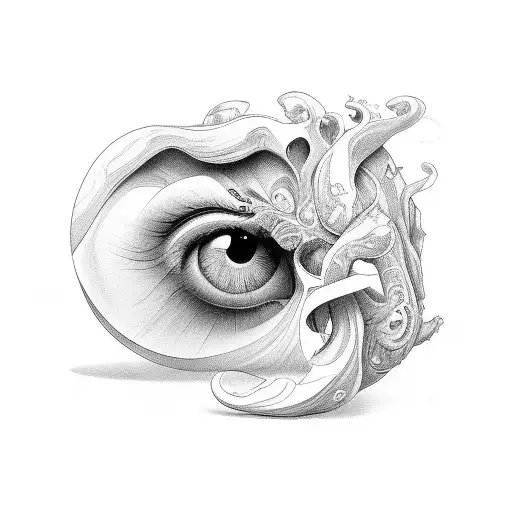 espelho oval com moldura em arabescos e conchas tattoo design idea