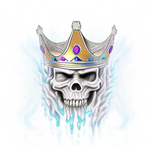 king crowns made by water and fire tattoo design idea