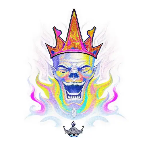 fire king crown tattoo design idea