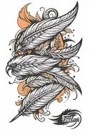 feathers falling tattoo design idea
