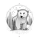 polar bear and trees tattoo design idea