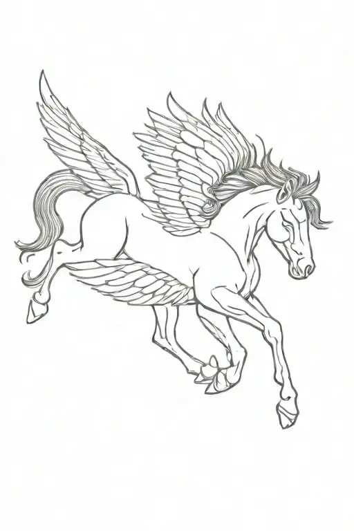 horned pegasus horse with wings tattoo design idea