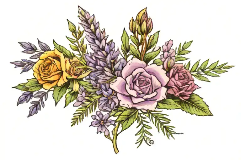 practical magic, lavender flower, rosemary, salt, love tattoo design idea