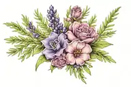 practical magic, lavender flower, rosemary, salt, love tattoo design idea