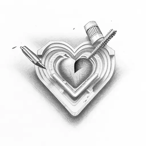 eraser erases a heart and the letter K tattoo design idea