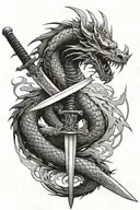 dragon and samurai swords tattoo design idea