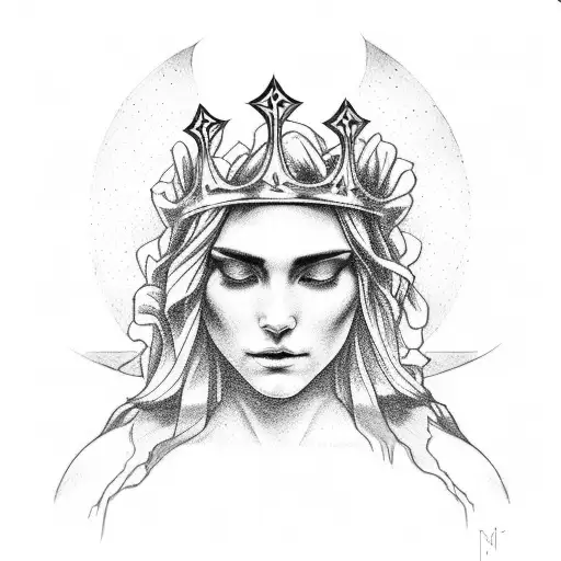 cross with praying hands and thorn crown tattoo design idea