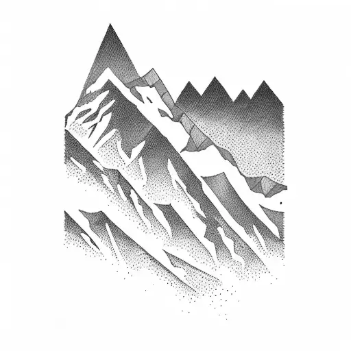 A silhouette of a hiker reaching the summit of a mountain peak tattoo design idea