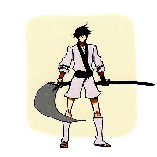 fighter standing on his ankles with a long sword tattoo design idea