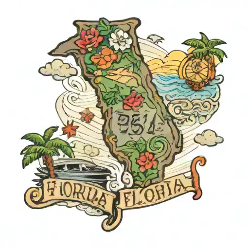 state of florida, 941 area code, Interstate 75 South tattoo design idea
